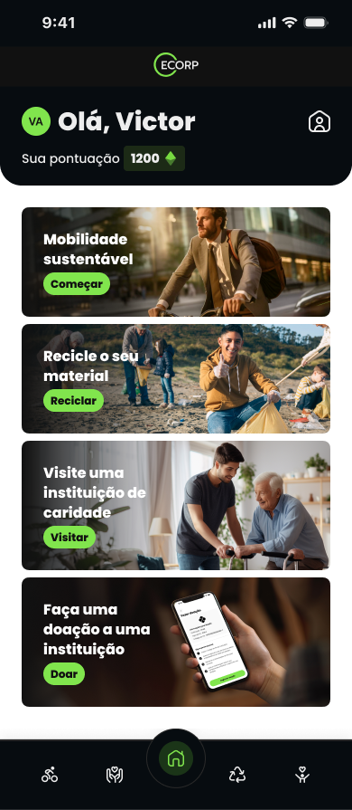 Tela home do aplicativo